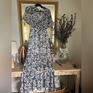 BCBGeneration Floral V-Neck Maxi Dress